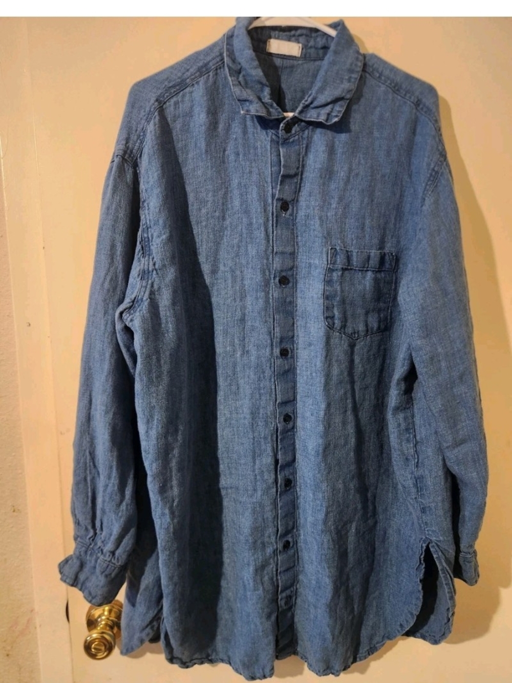 CP Shades Wash Denim Blue Button-Up Linen Shirt B:52"